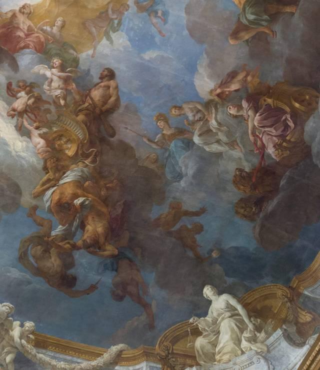 François Lemoyne, « l'Envie, la Colère, la Haine, la Discorde et les autres Vices sont précipités du Ciel », détail de l'Apothéose d'Hercule, Salon d'Hercule, Château de Versailles