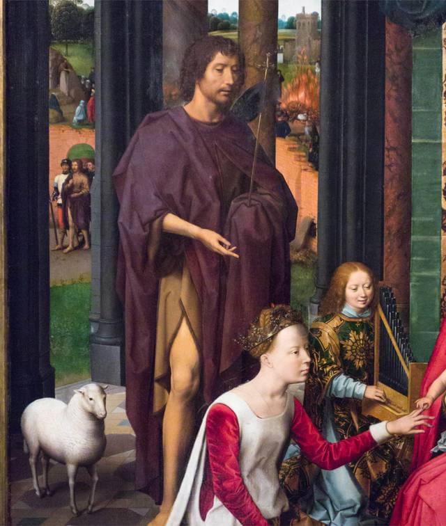 Hans MEMLING, “Triptych of John the Baptist and John the Evangelist”, detail of the central panel, John the Baptist, Memling Museum, Old St. John's Hospital, Bruges (Brugge)