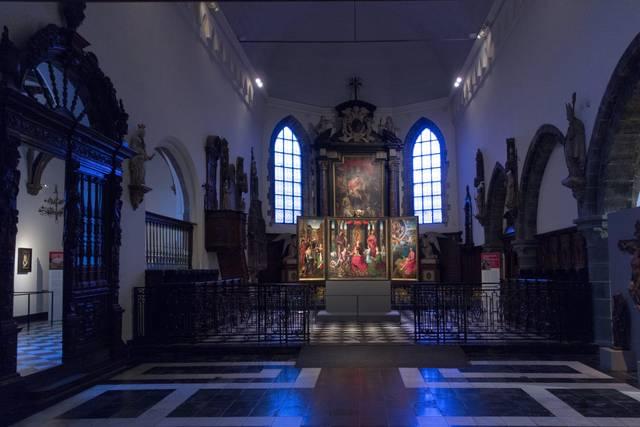 Hans Memling, “Triptych of John the Baptist and John the Evangelist”, view of the exhibition space from the entrance of the church of the Old St. John's Hospital, Memling Museum, Old St. John's Hospital, Bruges (Brugge)