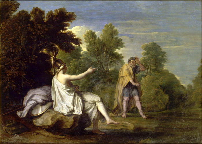 Peinture de René-Antoine HOUASSE, “Minerva and Tiresias”, qui se trouve au Grand Trianon au Château de Versailles