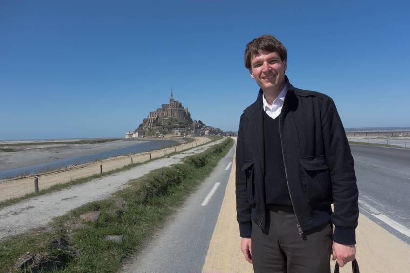 in front of the Mont-Saint-Michel in 2013