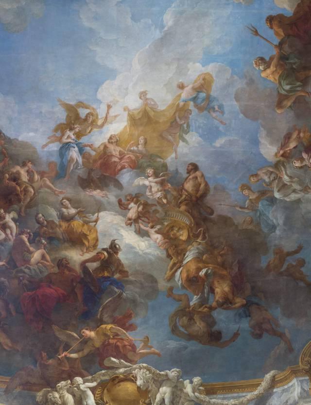 François Lemoyne, « Hercule présenté à Jupiter par l'Amour de la Vertu », détail de l'Apothéose d'Hercule, Salon d'Hercule, Château de Versailles