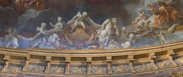 フランソワ・ルモワーヌ作、《ヘスペリデスの林檎とネッススケンタウロスの縁飾り》、ヘラクレスの神格化の詳細、ヘラクレスの間、ヴェルサイユ宮殿