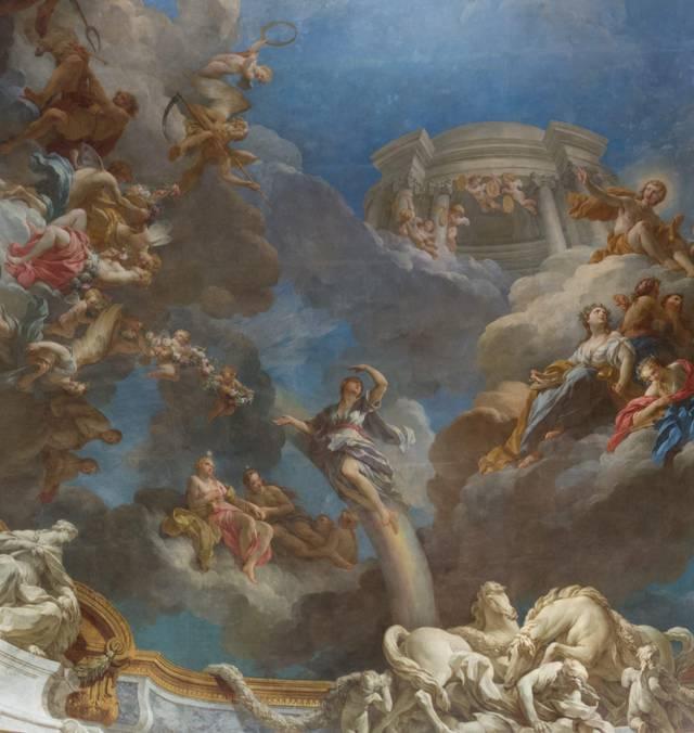 François Lemoyne, « Iris paraît sur son Arc », détail de l'Apothéose d'Hercule, Salon d'Hercule, Château de Versailles