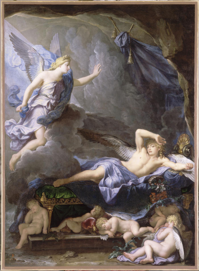 ヴェルサイユの大トリアノン宮殿にある、ルネ＝アントワーヌ・ウアス、《イリスの近づきに目覚めるモルフェ》絵画