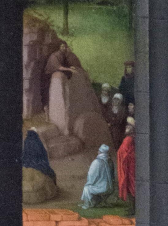 Hans MEMLING, “Triptych of John the Baptist and John the Evangelist”, detail of the central panel, “John the Baptist proclaiming a baptism of conversion for the forgiveness of sins”, Memling Museum, Old St. John's Hospital, Bruges (Brugge)
