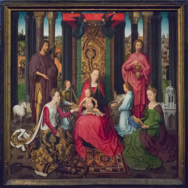 Hans MEMLING, “Triptych of John the Baptist and John the Evangelist”, overview of the central panel, coronation of the Virgin, Memling Museum, Old St. John's Hospital, Bruges (Brugge)