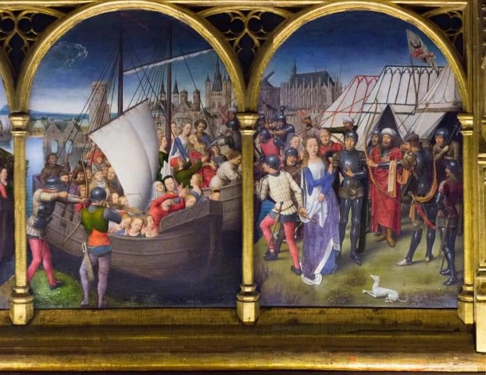 “Martyre de Onze Mille Vierges”, “Martyre de Sainte Ursule”, Châsse de Sainte Ursule, Musée Hans Memling, Hôpital Saint-Jean, Bruges (Brugge)