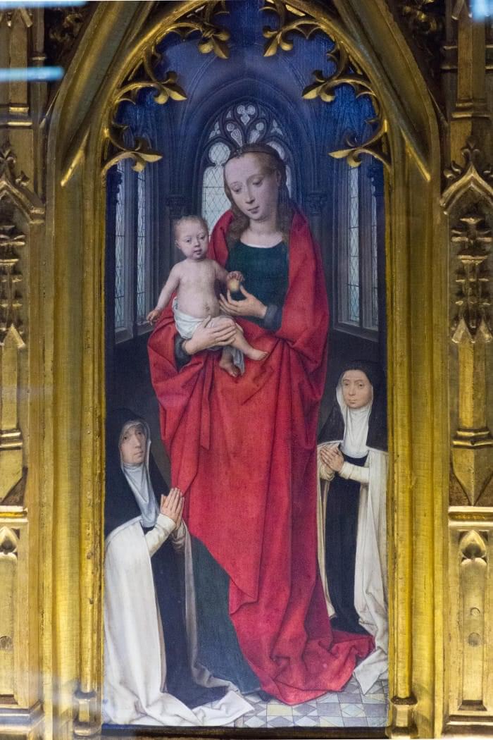 “Vierge à l'Enfant et donatrices”, Châsse de Sainte Ursule, Musée Hans Memling, Hôpital Saint-Jean, Bruges (Brugge)